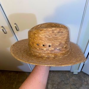 Tan wicker hat for summer